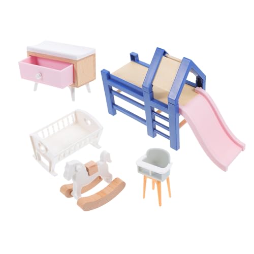 FUNOMOCYA Babybett Rutsche Schaukelpferd und Hocker Puppenmöbel Dekoration Kinderfreundlich Sicher Kompakt Kreatives Rollenspiel FUNOMOCYA Babybett Rutsche Schaukelpferd und Hocker Puppenmöbel Dekoration Kinderfreundlich Sicher Kompakt Kreatives Rollenspiel von FUNOMOCYA
