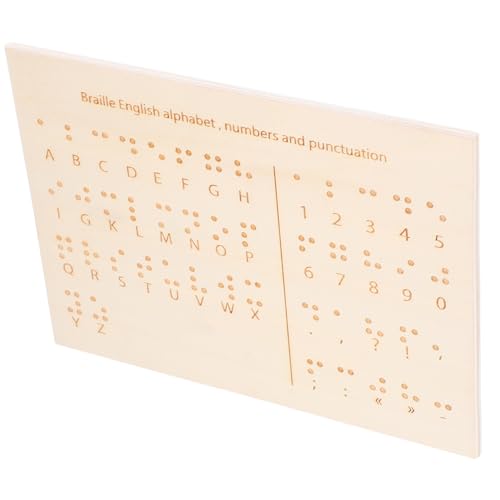 FUNOMOCYA Braille Lernausrüstung Holz Braille Tafel Braille Buchstabentafeln Lerntafel Für Blinde Braille Zahlentafeln Braille Lerntafel Lehrtafeln Für Blinde von FUNOMOCYA
