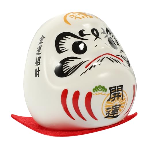 FUNOMOCYA Dharma-Eier Wohlstandsstatue Dashcams Feng-Shui Daruma-Glücksstatue Auto wohnungseinrichtung wohnungsdeko Figurine wichtelfiguren hausdeko Keramik darum Figuren Bastelgeschenk Weiß von FUNOMOCYA