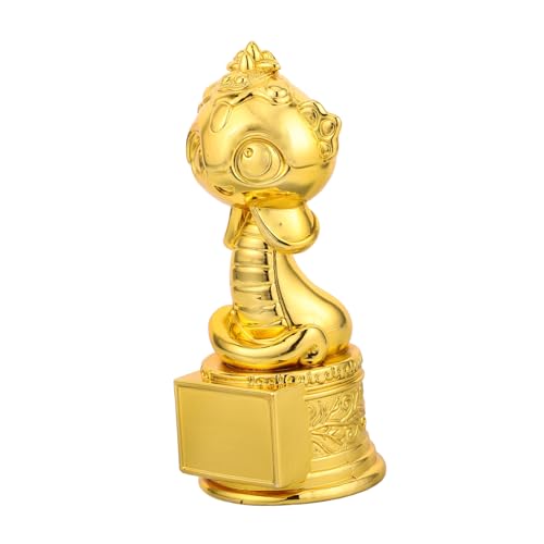 FUNOMOCYA Neujahrstrophäe Trophäenpokale Für Das Neue Jahr Sport Trophäe Desktop-schlangenstatue Auszeichnung Als Trophäe Schlange Schlangen-trophäendekorationen Fußball-trophäe Harz Golden von FUNOMOCYA