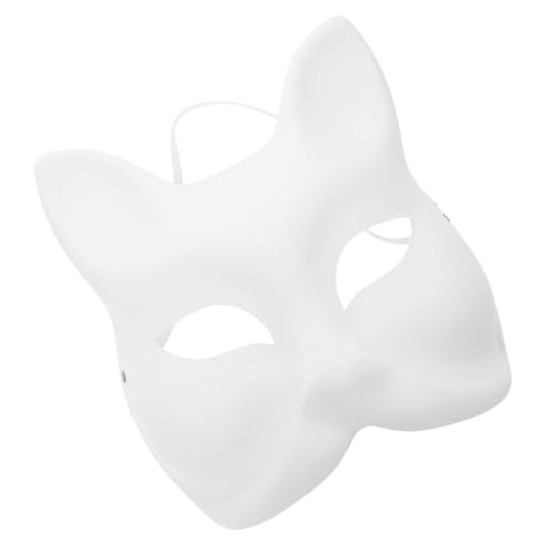 FUNOMOCYA Papiermaske unfertige Katzenmasken japanische Maske Fuchs leere Maske handbemalte maske masken für kinder halloween maske leere maske selber machen Maske für Maskerade-Party Weiß von FUNOMOCYA