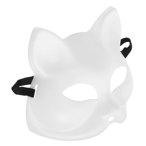 FUNOMOCYA katze gesichtsmaske Fuchs bemalte Cosplay-Masken Halloween-Party-Maske unbemalte Maskerade Tanzparty-Maske weiße maske Karnevalsmaske DIY Fuchsmaske Halloween-Cosplay-Maske Plastik von FUNOMOCYA