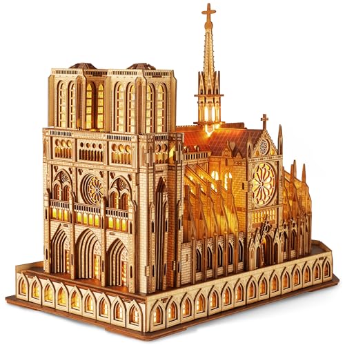 FUNPOLA LED 3D Holzpuzzle - Notre Dame de Paris Architekturmodell - Nachtedition mit LED-Beleuchtung - DIY Baumodell Bastelset Architektur-Bausatz von FUNPOLA