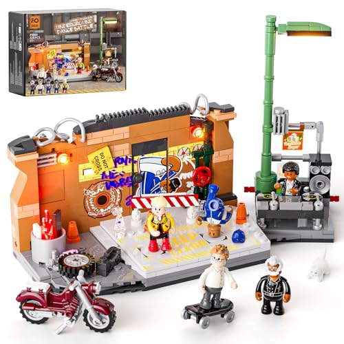 FUNWHOLE Streetstyle Straßen-Tanzbattle Beleuchtetes Bausteine-Set,City Straßenfusion Modular Building, 429 Pcs, Spielzeug-Geschenk für Erwachsene & Jugendliche & Street-Culture-Fans, F9069 von FUNWHOLE