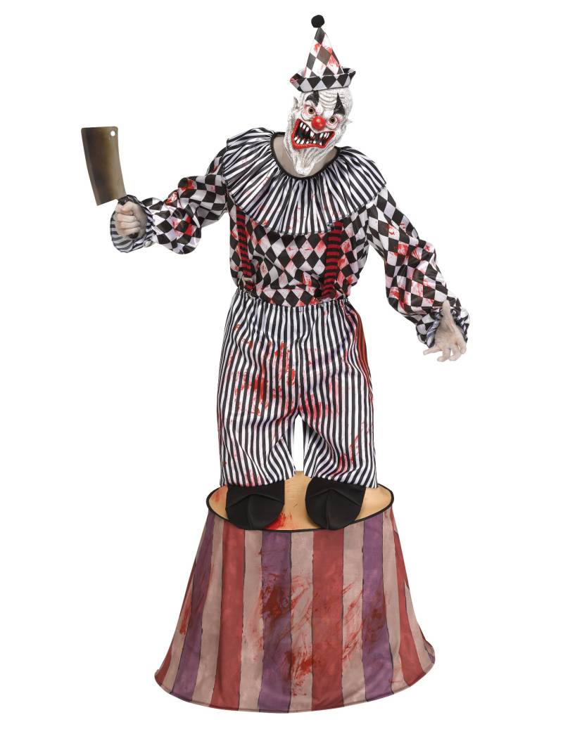 Horrorclown-Zwerg auf Podest Halloween-Kostüm weiss-schwarz-rot von FUNWORLD