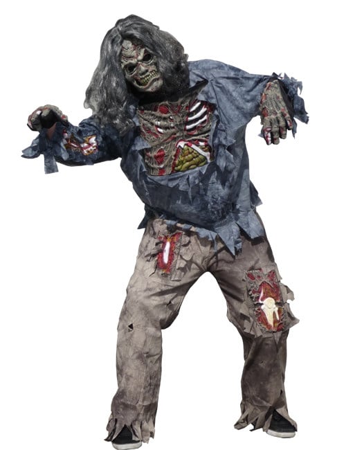 Zombie Halloween Kostüm grau-grün-blau von FUNWORLD