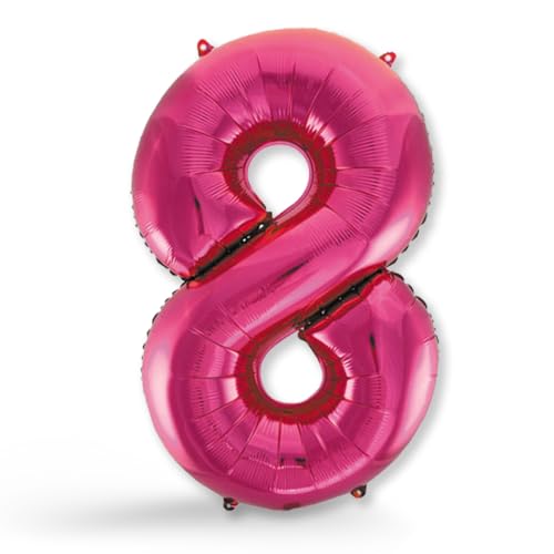 FUNXGO® Folienballon Zahl 8 pink - Riesen-Ballonzahl - Verstärktes Material- fliegt mit Helium - 8 Geburtstag Luftballon - Deko zum Geburtstage, Party, Hochzeiten - Ballon 8 pink von FUNXGO