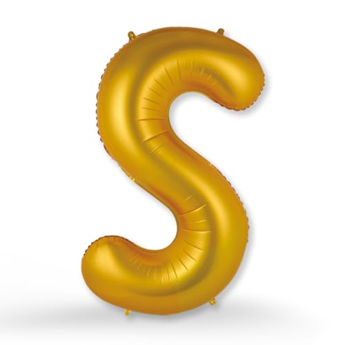 FUNXGO XXL Groß Folienballon Buchstaben S Gold -Riesen Alphabet ca. 100m - Verstärktes Material - Helium oder Luftfüllung - Perfekt für Geburtstag, Hochzeit, Party Dekoration & JGA - Ballon S Gold von FUNXGO