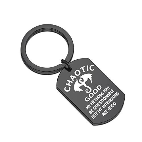 FUNYSO DnD Gift D & D Players Gift Dungeons Geek gift Dungeons Lover Gift Chaotic Good DND Keychain (Chaotic Good UK), Schwarz von FUNYSO
