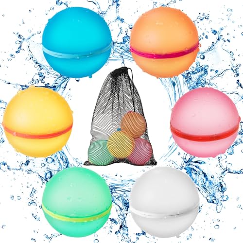 Wiederverwendbare Wasserbomben 6 Stück & 1 Mesh Bag, Magnet Selbstschließend Wiederverwendbar Schnell Wiederbefüllbare Silikon Wasserbomben Für Wasserschlachten, Familienaktivitäten Wiederverwendbare Wasserbomben 6 Stück & 1 Mesh Bag, Magnet Selbstschließend Wiederverwendbar Schnell Wiederbefüllbare Silikon Wasserbomben Für Wasserschlachten, Familienaktivitäten von FUSHENGCHUANG