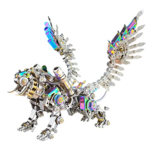 FUXE 3D Metall Puzzle Tiger mit Flügel Modellbausatz, DIY Mechanische Metall Tiger Deko, 3D Lasergeschnittenes Metal Puzzles Kit für Erwachsene und Kinder - 700 Teile von FUXE