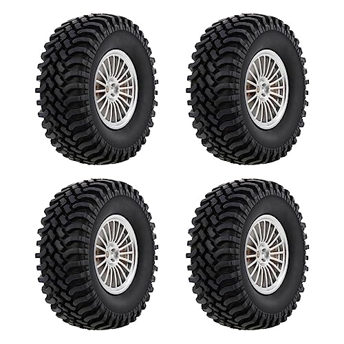 4 Stück 1.9 Mud Reifen Exzellenter Grip Crawler Reifen Höhe 98 Mm Metallfelgen Für 1/10 AXIALS SCX10 90046 D90 von FUXIU