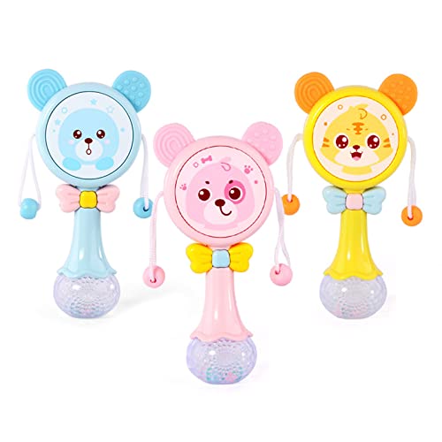 FUXIU Baby Shaker Sand Hammer Spielzeug Rassel Trommel Rassel Spielzeug Rasseln Shaker Beißring Leuchtende Rassel Licht Und Musik Spielzeug von FUXIU