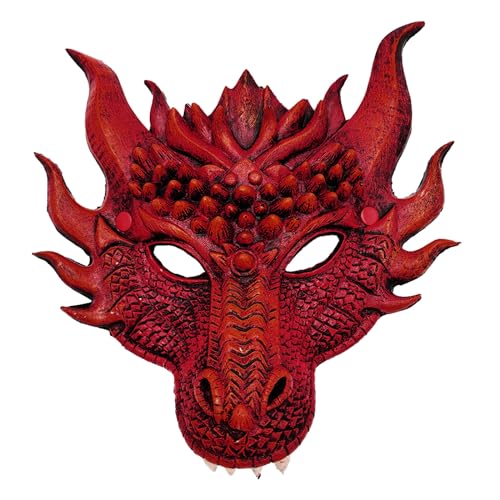 FUXIU Drachenmaske Halloween Cosplay Kostüm Gruseliges Halbe Gesichtsmaske Pu Schaum Maske 3D Drachenkopfmaske Für Damen Und Herren von FUXIU