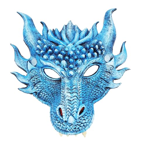 FUXIU Drachenmaske Halloween Cosplay Kostüm Gruseliges Halbe Gesichtsmaske Pu Schaum Maske 3D Drachenkopfmaske Für Damen Und Herren von FUXIU