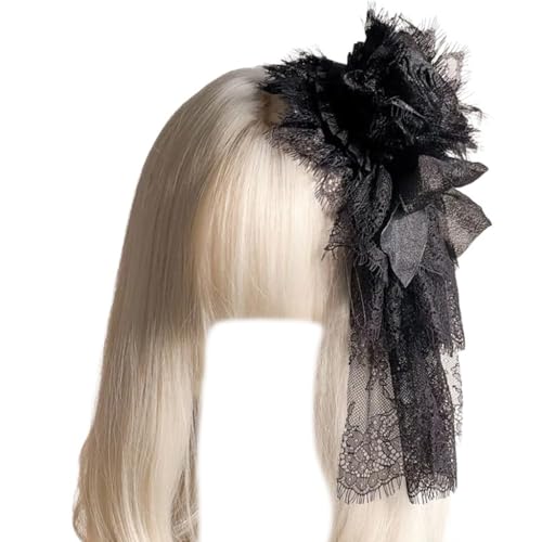 FUXIU Elegante Haarspange mit Rosenhut, mit Schleife, modische Anime-Kostüm, Hut, Haarspange, Maskeraden, Party, Verkleidung, Kopfschmuck von FUXIU