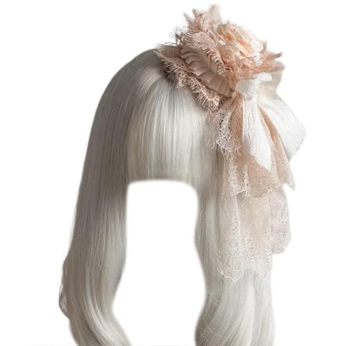 FUXIU Elegante Haarspange mit Rosenhut, mit Schleife, modische Anime-Kostüm, Hut, Haarspange, Maskeraden, Party, Verkleidung, Kopfschmuck von FUXIU