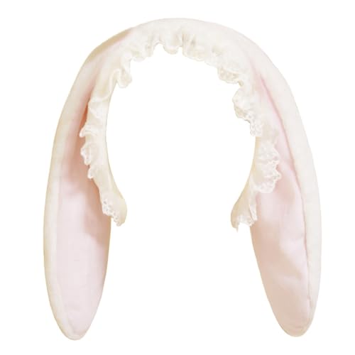 FUXIU LolitaStyle Spitze Anime Hairhoop für Mädchen Plüsch Hasenohren Stirnband Cosplay Kostüm Party Kopfschmuck ComicShow Kopfbedeckung von FUXIU