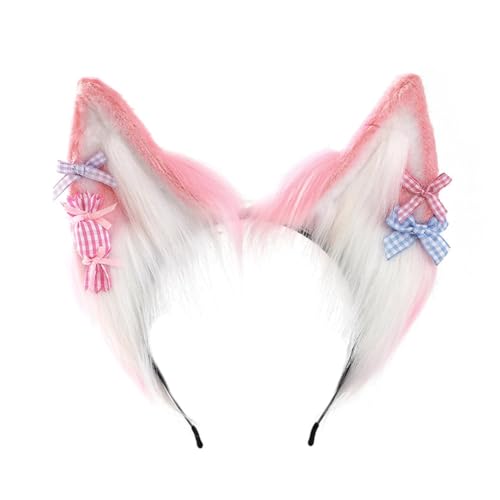 FUXIU Punk Style Anime Hairhoop Plüsch Wolf Ohren Stirnband Cosplay Kostüm Halloween Party Kopfschmuck Frauen ComicShow Kopfbedeckung von FUXIU