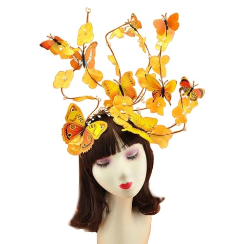 FUXIU Schmetterlinge Fascinator Hut Monarchen Schmetterlinge Stirnband Krone Party Kopfschmuck Halloween Kostüm Cosplay Zubehör von FUXIU