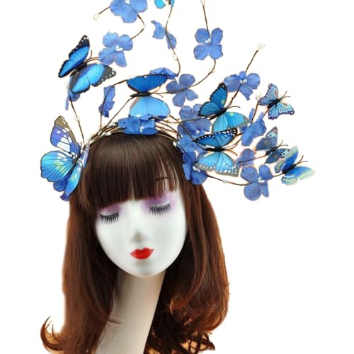 FUXIU Schmetterlinge Fascinator Hut Monarchen Schmetterlinge Stirnband Krone Party Kopfschmuck Halloween Kostüm Cosplay Zubehör von FUXIU