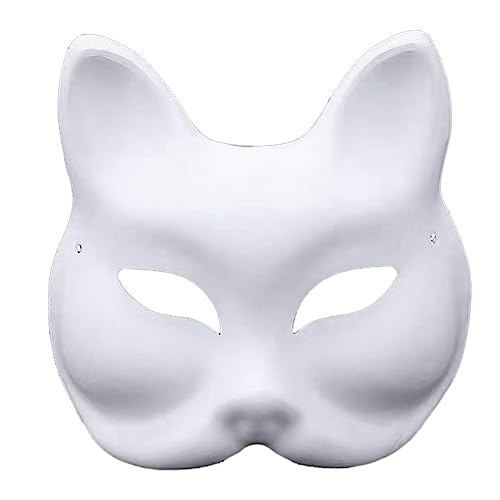 Katzenmaske Halloween Party Maske Handbemalte Füchse Maske Anime Cosplay Maske Halbe Gesichtsmaske Tiermaske Maskerade Maske von FUXIU