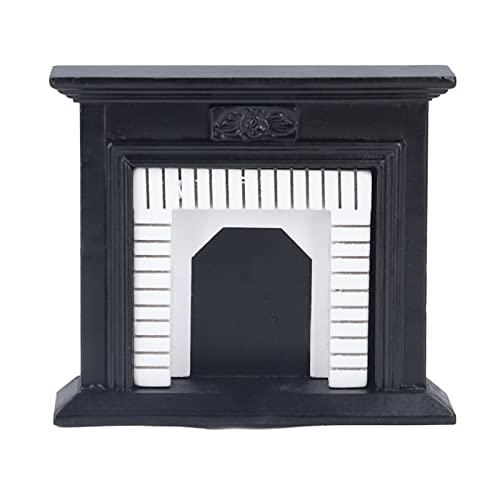 1:12 Miniature Fireplace with Retro Black and White for Dollhouse Decoration von FUZHUI