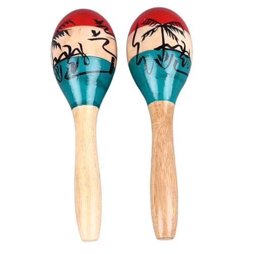 2 Stück Sandhammer Maraca Shaker Rassel Tragbares Schlaginstrument Musikspielzeug, ideal für Mini und Kinder, mit klarem Klang und hochwertigem Holzmaterial, für von FUZHUI