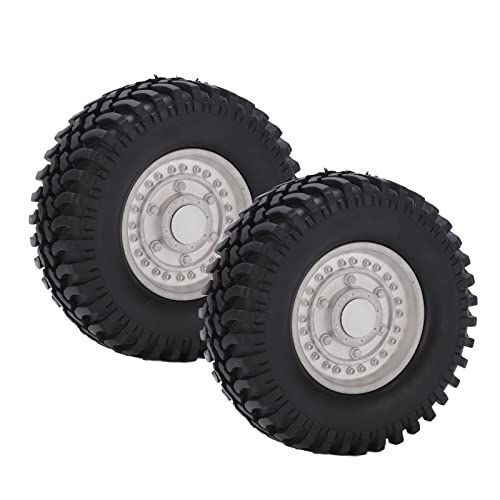 FUZHUI 1,9-Zoll-Beadlock-Räder mit All-Terrain-Gummireifen – Metallfelge für 1/10 RC-Car-Crawler – ideal für Off-Road-Abenteuer (Silver) von FUZHUI