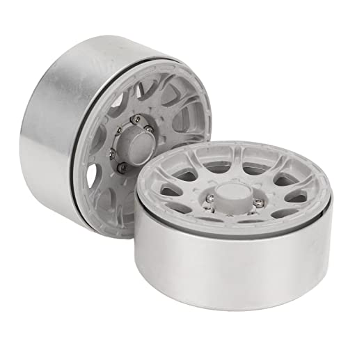 FUZHUI 2 Stück 1,9 Zoll Aluminiumlegierung Radnabe Beadlock Wheels Felgennaben für RC Car mit Widerstand und erhöhter Reifenstabilität (Silver) von FUZHUI