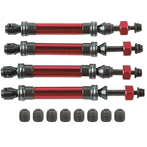 FUZHUI 4-teilige CVD-Antriebswelle aus hochwertigem Metall vorne und hinten, zum Einbau, Ersatz für Originalteile, passend für Slash 4X4 1/10 RC-Car, mit (Red) von FUZHUI