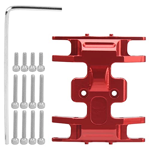 FUZHUI Aluminium-Chassis-Montageplattenmontage-Getriebehalter, kompatibel mit SCX24 1/24 RC-Car, inklusive mittlerer Unterfahrschutzplatte, 12 Schrauben und Schraubenschlüssel, eloxiert (Red) von FUZHUI