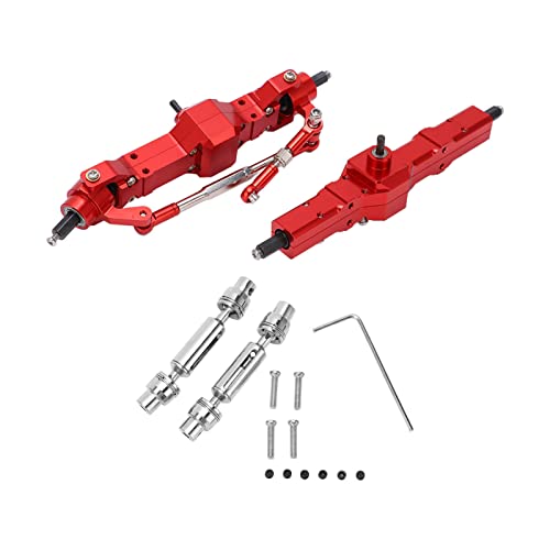 FUZHUI RC-Antriebsachsensatz vorne und hinten aus Aluminium für ferngesteuertes Auto, rot, WPL C14 C24 1/16 RC-Fahrzeug-Upgrade-Teil mit Befestigungsschrauben, eloxierte Außenschicht, von FUZHUI