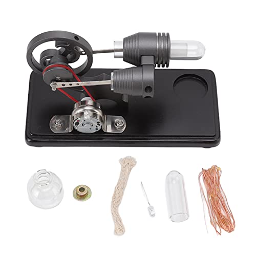 Stirling Model Kit Black Generator Model for Physical Science Experiments and Education, Includes Burner and LED Light String, Ideal for Children's Science von FUZHUI