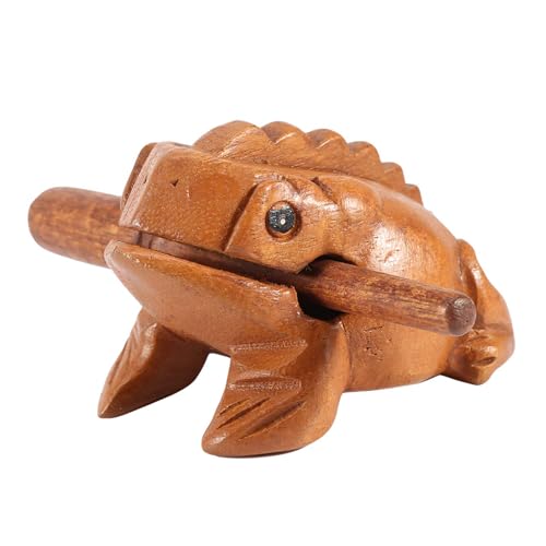 Wooden Lucky Frog Musical Instrument - Traditional Craft for Home Office Decor and Good Fortune (No. 3 10.6CM) von FUZHUI