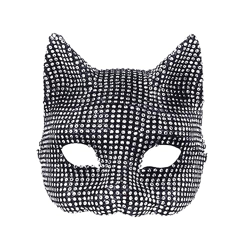 FUZYXIH Glitzernde Katzenfrauen-Gesichtsmaske, Maskenmaske, Handschuhe für Damen, Rollenspiel, Party, Kostümzubehör, Verkleidungshandschuhe, Catwomen-Maske, Maskerade-Maske für Halloween, Cosplay von FUZYXIH