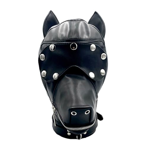 FUZYXIH Halloween-Maske, Hunde-Kopfschmuck mit Augenabdeckung für Männer und Frauen, Halloween-Hundemaske, verstellbarer Kordelzug, Schnalle, Gürtel, Hundegesichtsmaske für Erwachsene, von FUZYXIH
