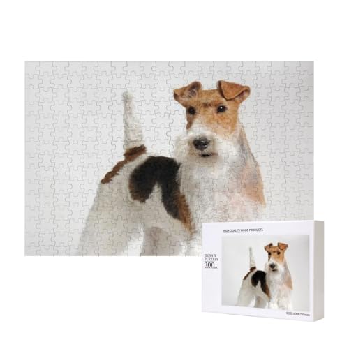 300 Stück Holzspielzeug-Puzzlespiele, Erwachsenenpuzzle, Familienspiele, Wanddekorationen, Foxterrier-Hund,wie Gezeigt,Einheitsgröße von FUkker