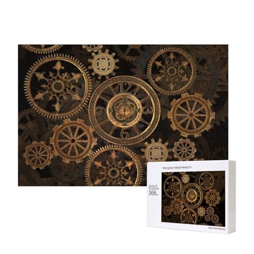 300 Stück Holzspielzeug-Puzzlespiele, Erwachsenenpuzzle, Familienspiele, Wanddekorationen, Steampunk-Zahnräder, Kunst,wie Gezeigt,Einheitsgröße von FUkker