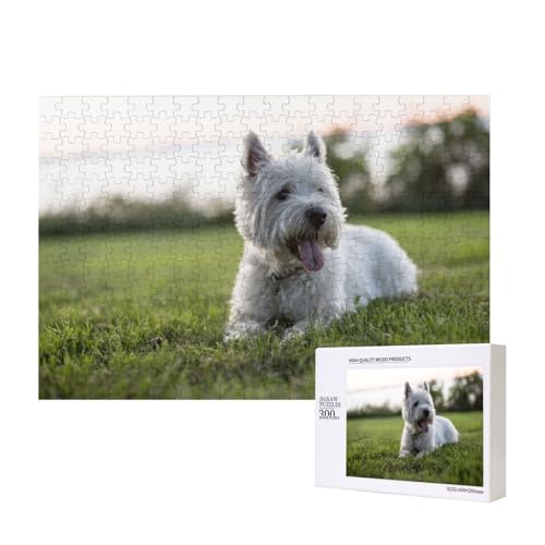 300 Stück Holzspielzeug Puzzlespiele Erwachsenenpuzzle Familienspiele Wanddekoration Westie Lawn West Highland White Terrier Hunde,wie Gezeigt,Einheitsgröße von FUkker