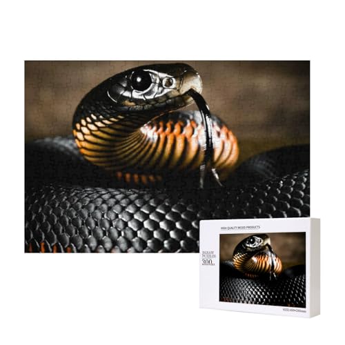 300 Stück Holzspielzeug Puzzlespiele Erwachsenenpuzzle Familienspiele Wanddekorationen Black Mamba Snake Print,wie Gezeigt,Einheitsgröße von FUkker