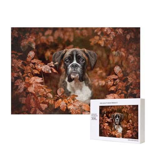 300 Stück Holzspielzeug Puzzlespiele Erwachsenenpuzzle Familienspiele Wanddekorationen Boxer Hunde Herbst,wie Gezeigt,Einheitsgröße von FUkker