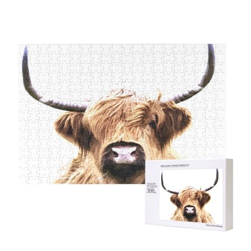 300 Stück Holzspielzeug Puzzlespiele Erwachsenenpuzzle Familienspiele Wanddekorationen Highland Cow Portrait,wie Gezeigt,Einheitsgröße von FUkker