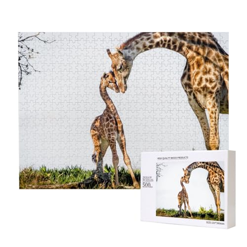 3D-Giraffe Südafrika, 500 Stück Holzspielzeug-Puzzlespiele, Erwachsenenpuzzle, Familienspiele, Wanddekorationen,wie Gezeigt,Einheitsgröße von FUkker