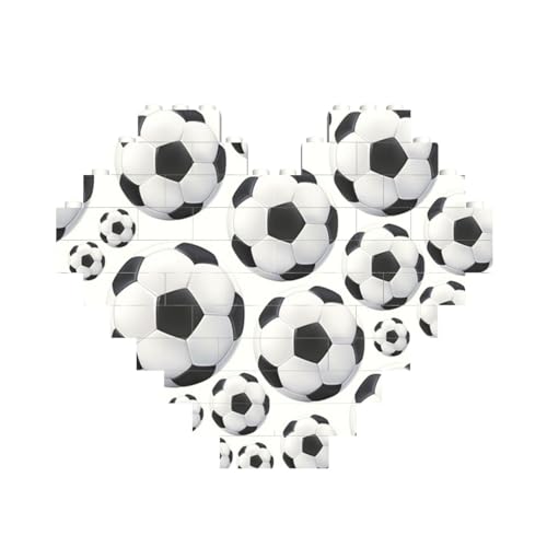 Bausteinblock Puzzle Herz, DIY Bausteinblock 3D Mikrobausteine,Fußball weiß und schwarz von FUkker