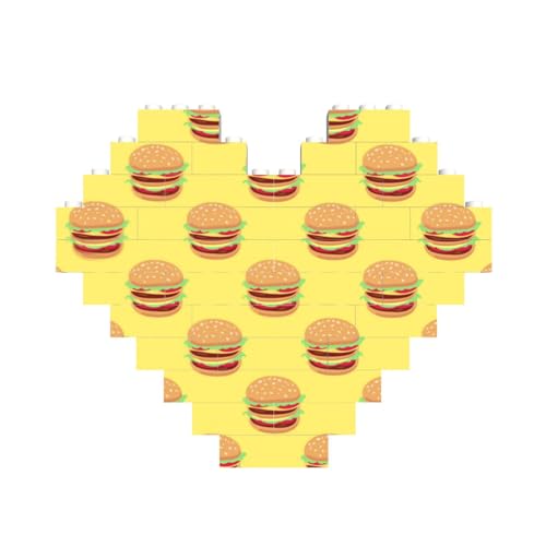 Bausteinblock Puzzle Herz, DIY Bausteinblock 3D Mikrobausteine,Hamburger auf Yellow Fast von FUkker