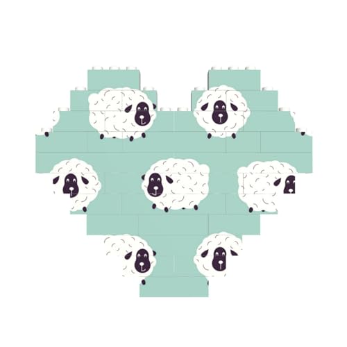 Bausteinblock Puzzle Herz, DIY Bausteinblock 3D Mikrobausteine,Niedliches Tierschafmuster von FUkker