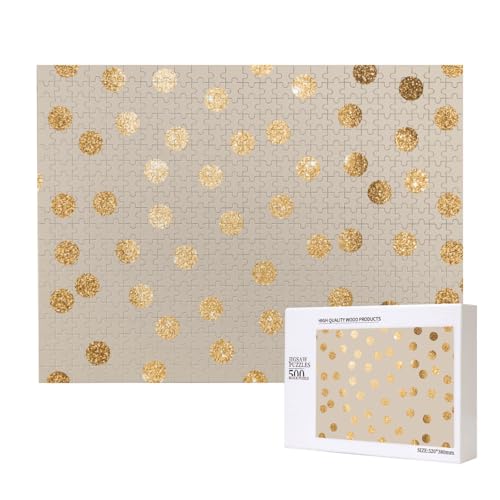 Beige Und Gold Glitzer Polka Dot, 500 Stück Holzspielzeug Puzzlespiele Erwachsene Puzzle Familienspiele Wanddekorationen,wie Gezeigt,Einheitsgröße von FUkker