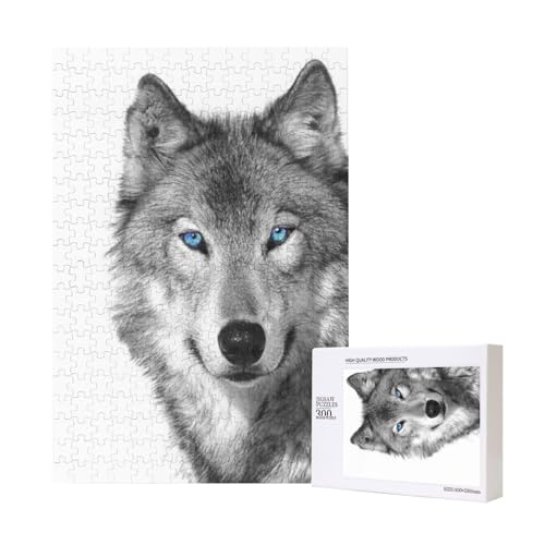 Blauäugiger Wolf, Puzzle Für Erwachsene, 300 Teile Puzzle Für Erwachsene, Puzzle 300 Teile Für Erwachsene Anspruchsvolle Puzzlespiele,11x15,7 Zoll von FUkker