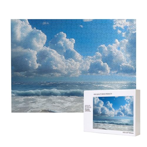 Blauer Himmel Und Strand, 500 Stück Holzspielzeug, Puzzlespiele, Erwachsenenpuzzle, Familienspiele, Wanddekorationen,wie Gezeigt,Einheitsgröße von FUkker